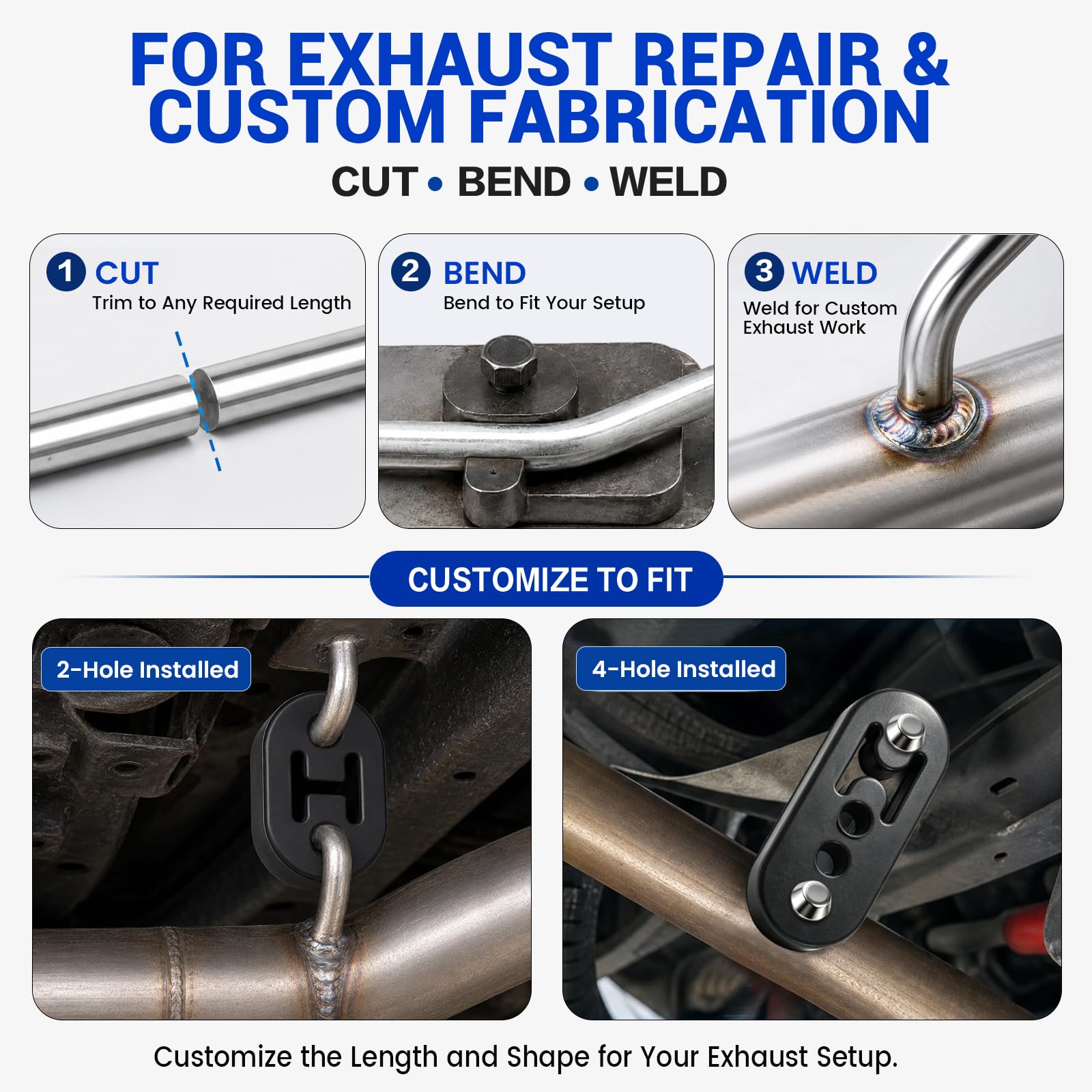 VIVTROVK welded rod attached to muffler bracket illustrating sturdy fabricated mounting