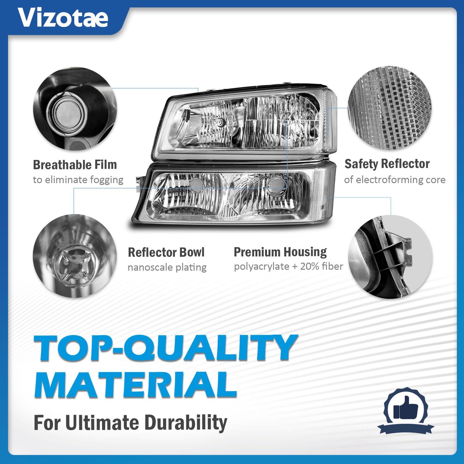 Vizotae headlight next to a hand showing size and scale for fit confirmation
