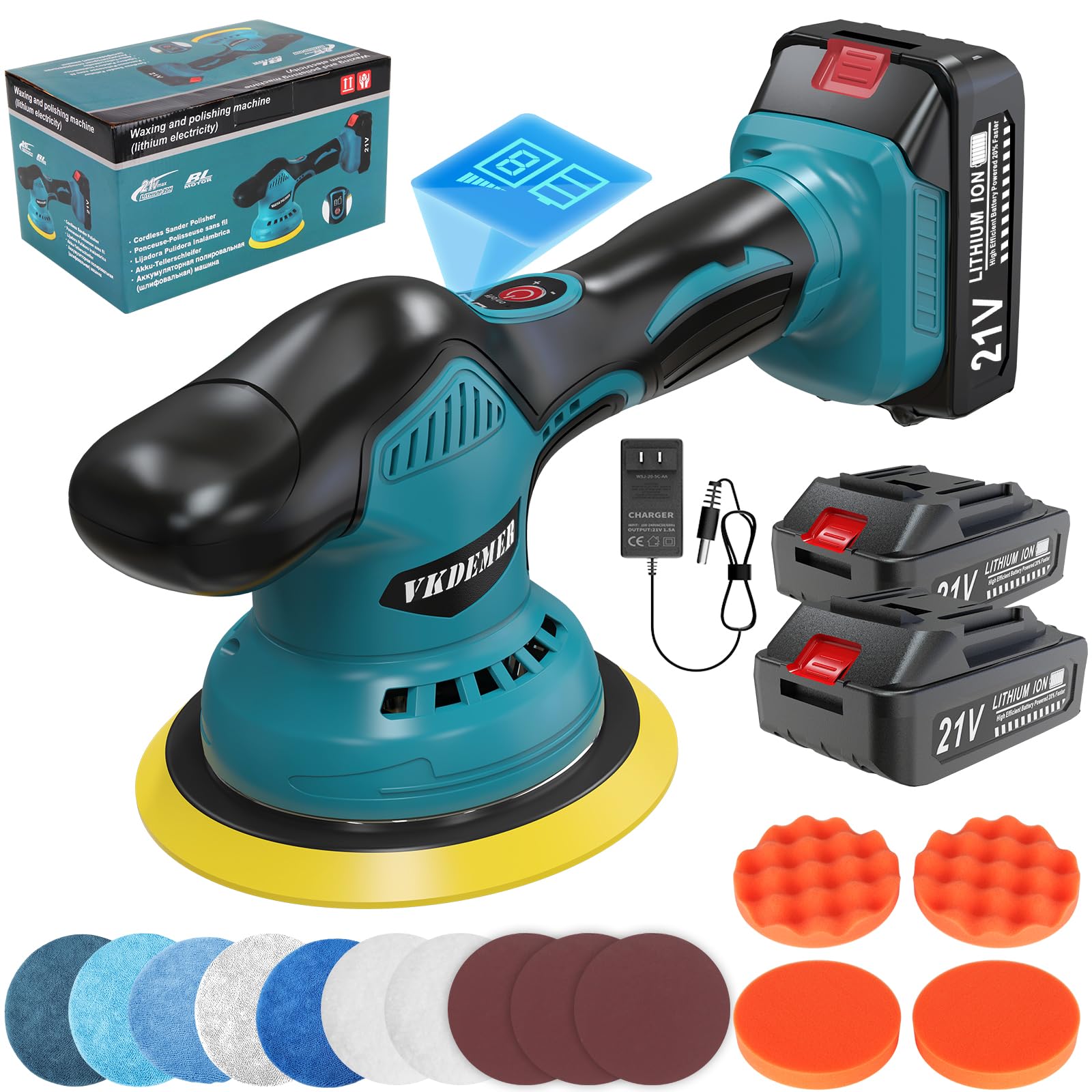 Vkdemer front view polisher showing ergonomic grip and compact body for easier control
