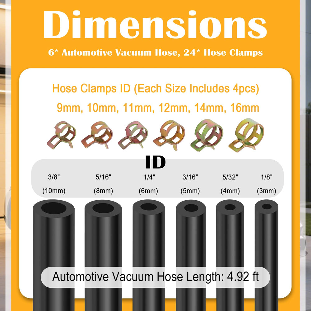 VKQTS lined hoses showing six inner diameters for accurate fitting