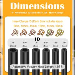 VKQTS lined hoses showing six inner diameters for accurate fitting
