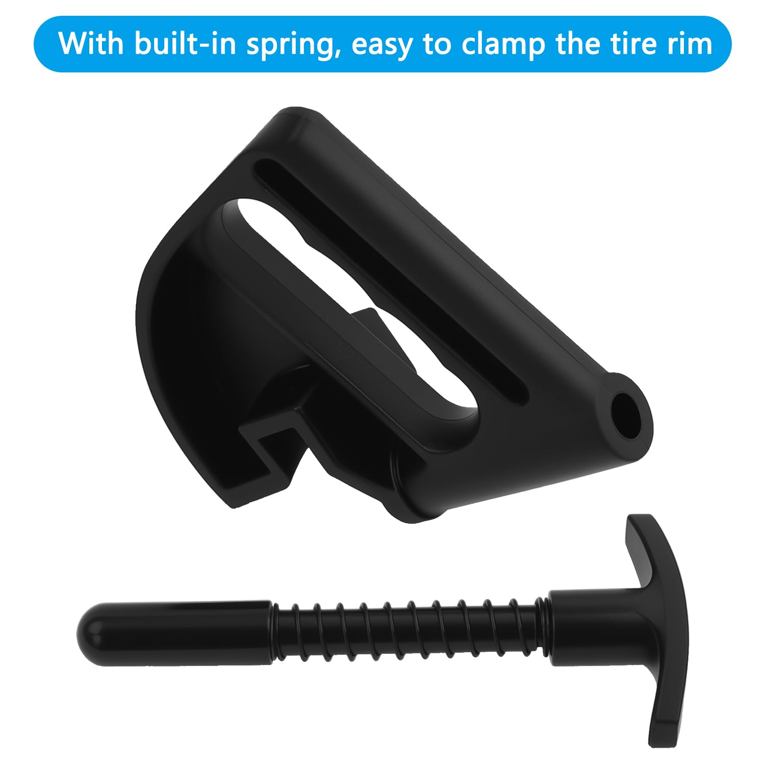 VKVXCLON close-up of built-in spring and clamp mechanism for reliable rim grip