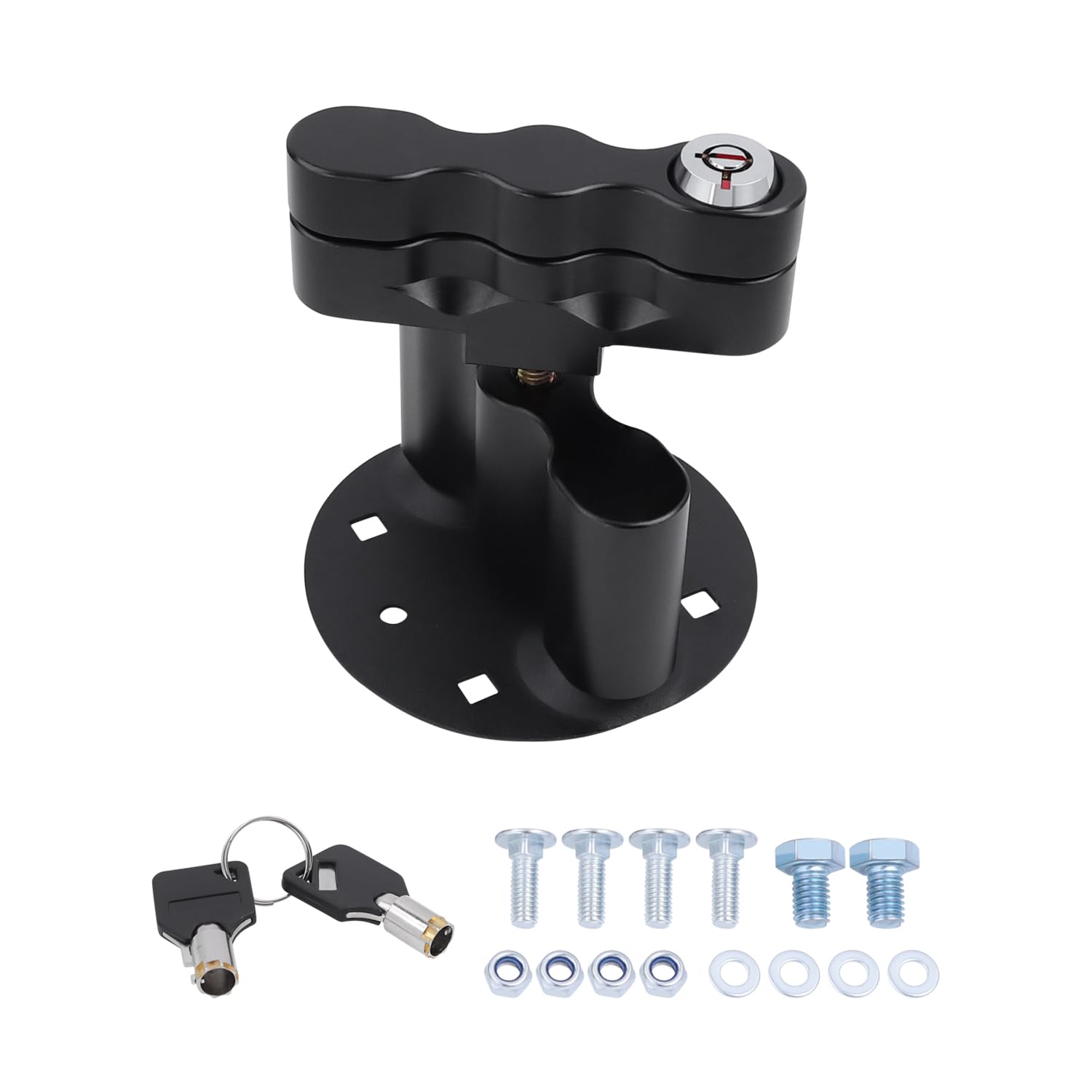 VKVXCLON front mount assembly showing plate and lock, improved theft prevention