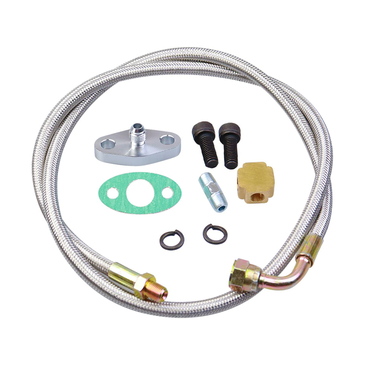 VKXVCLON front packaging showing complete turbo oil feed line kit benefit reliability