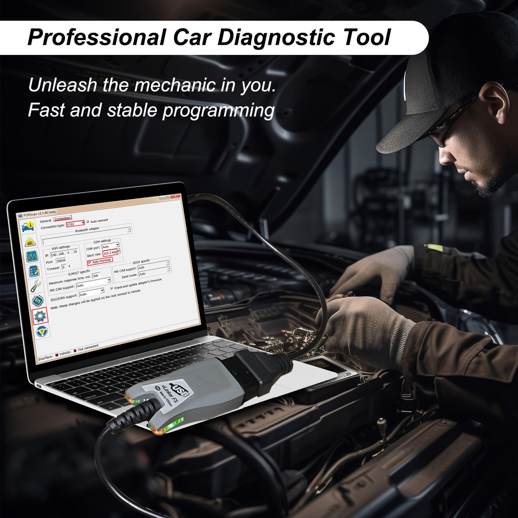 vLinker displaying live data on laptop for fast diagnostics