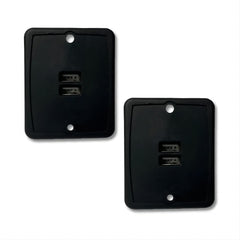 VMDLKB front view showing two USB ports and slim black faceplate for clean installs