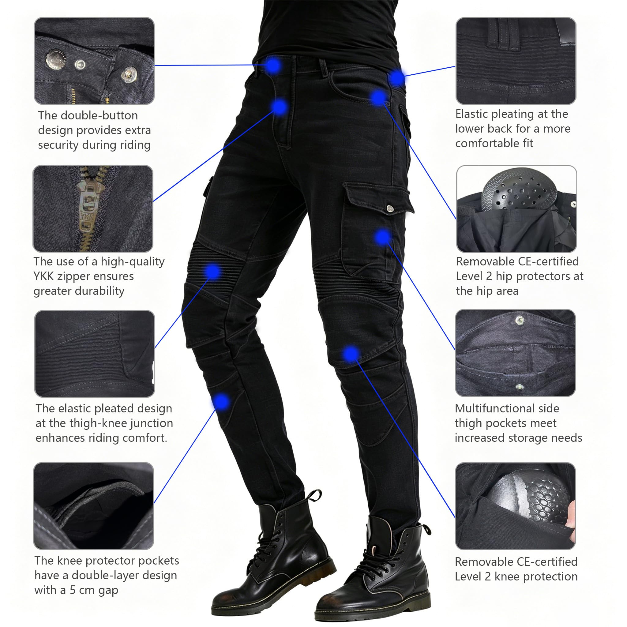 VNFOX pocket layout showing six pockets for secure storage on the road