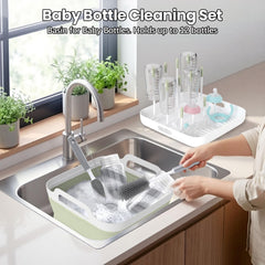 Volnamal drying rack closeup holding bottles for faster air drying benefit