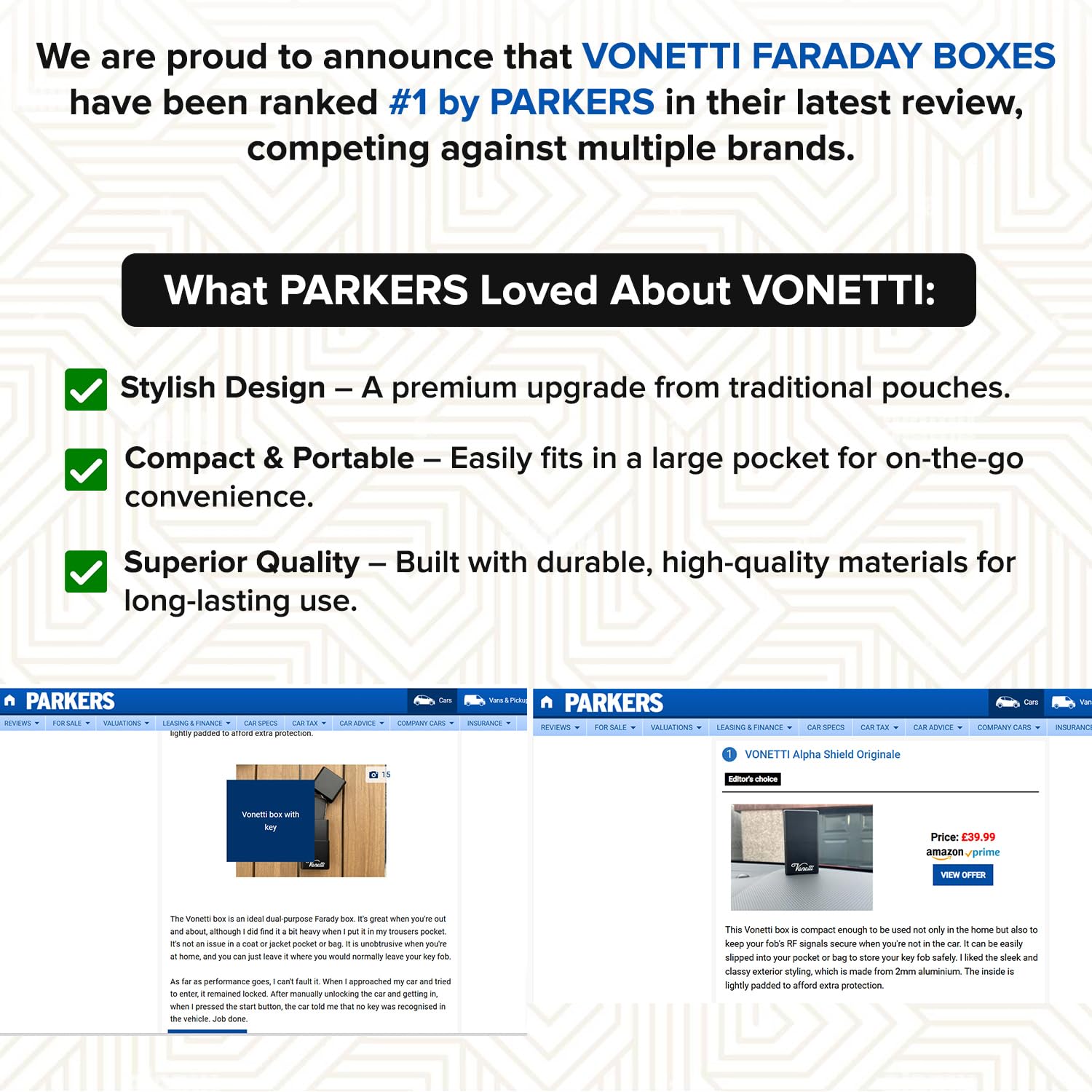 VONETTI in a travel pocket illustrating convenient protection on the go