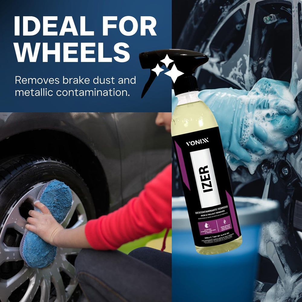 Vonixx Izer being sprayed on vehicle paint showing safe, pH-neutral treatment for finish protection