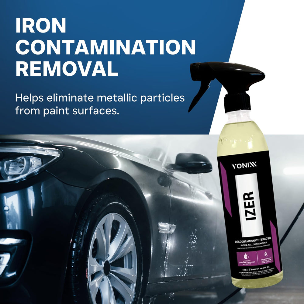 Vonixx Izer purple reaction on alloy wheel highlighting active iron removal and visible cleaning confirmation