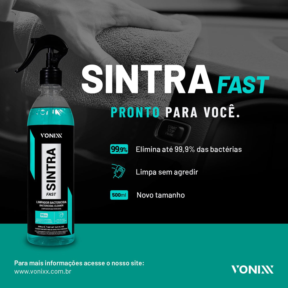 Vonixx Sintra Fast spray action on dashboard demonstrating fast, streak-free cleaning