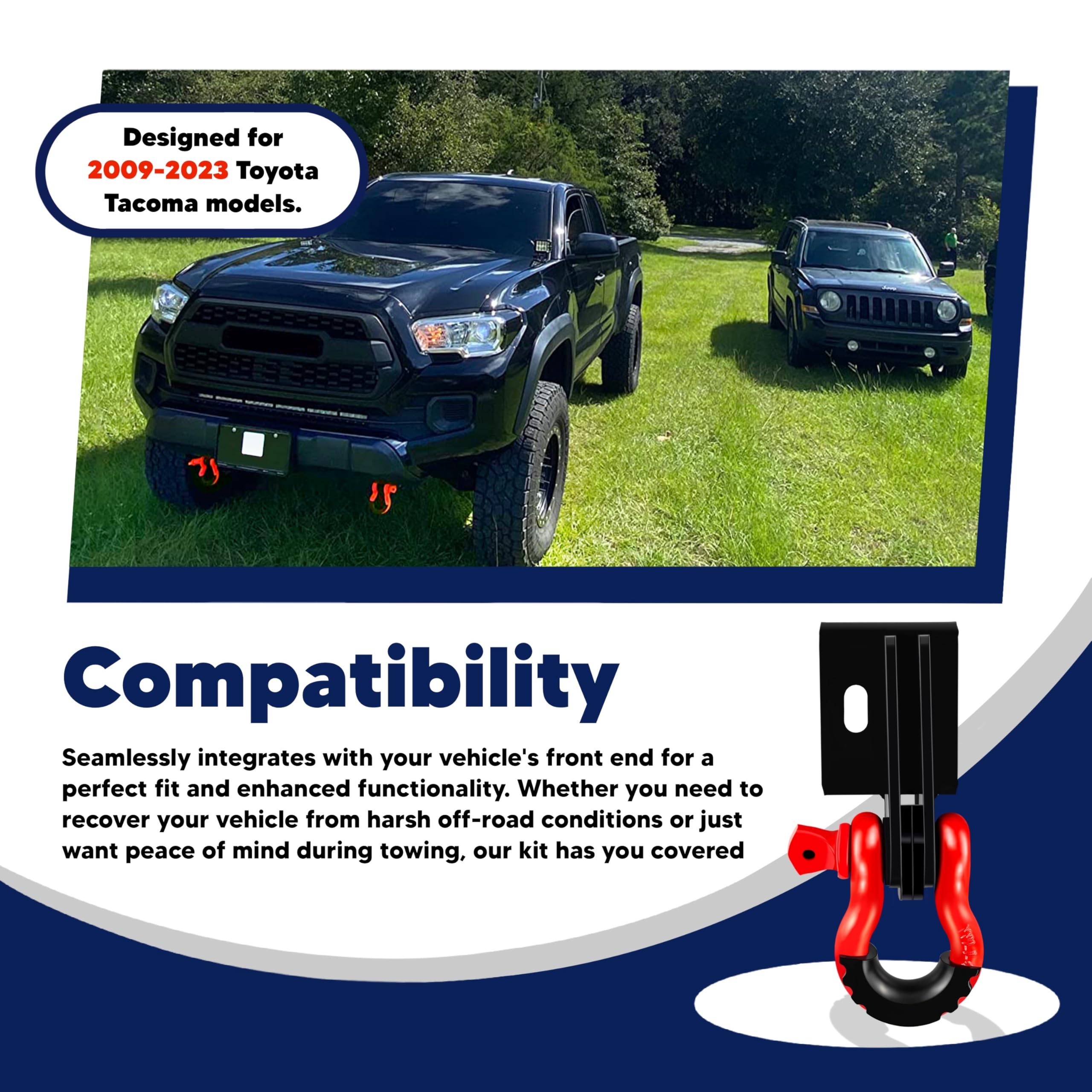 VONLX bracket installed on Toyota Tacoma front demonstrating bolt-on fit and accessibility
