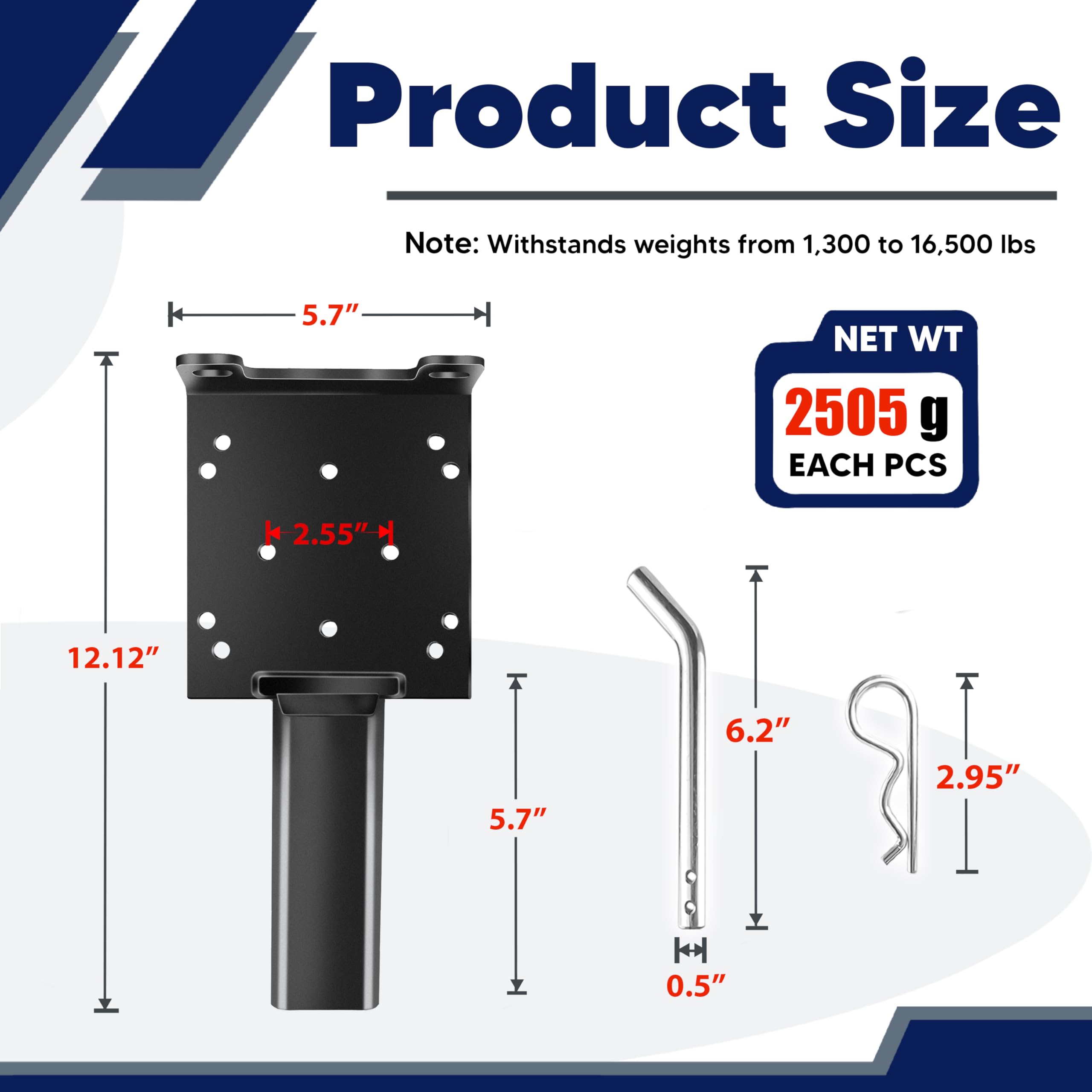 VONLX side profile with 2-inch shank illustrating easy slide-in installation