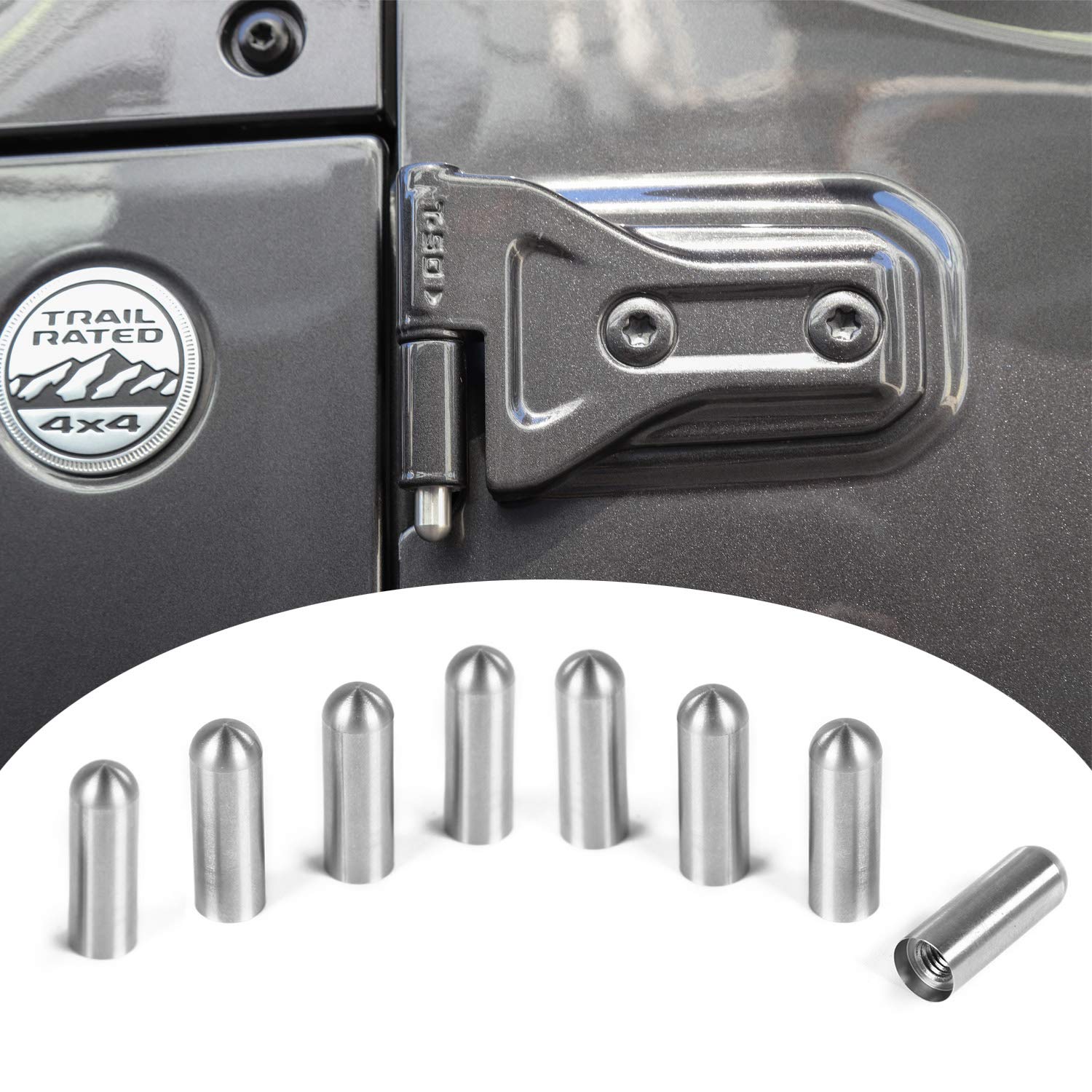 Voodonala front view of 8-piece hinge guide kit showing components and benefit of protection