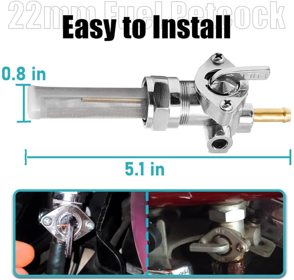 VORIPO petcock installed on Harley tank demonstrating correct fitment