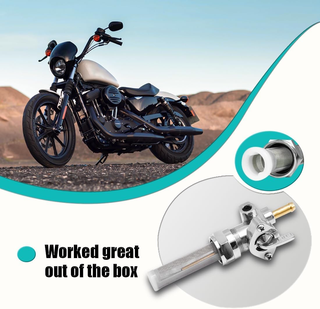 VORIPO petcock on motorcycle in garage illustrating ready-to-ride reliability