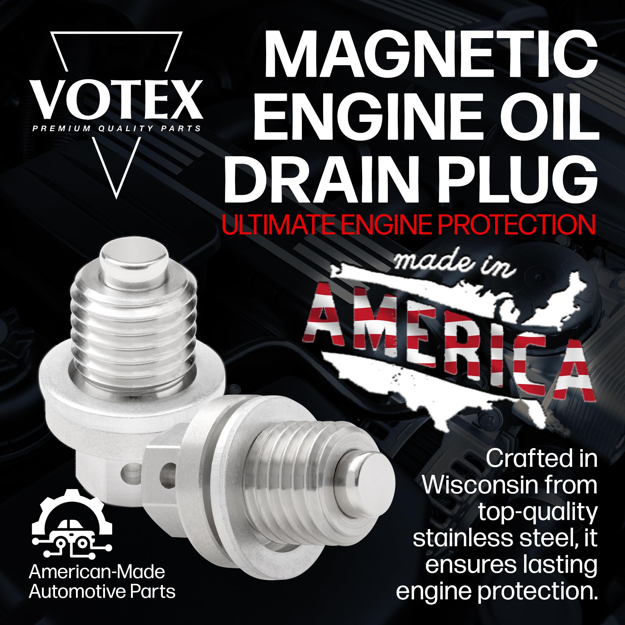 Votex close-up of neodymium magnet face capturing metal particles for cleaner oil