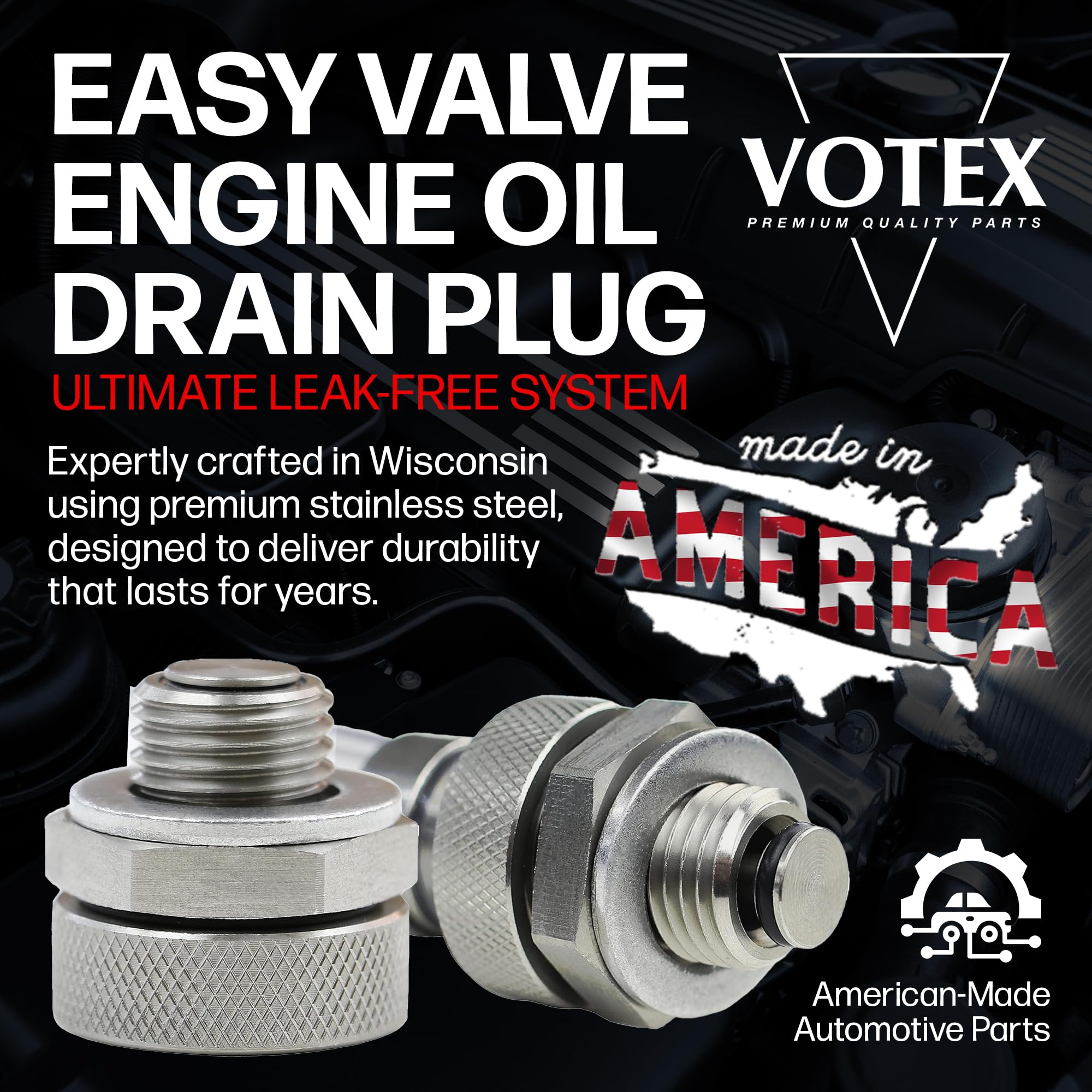 Votex close-up of threaded shank and thread detail, benefits reliable fit