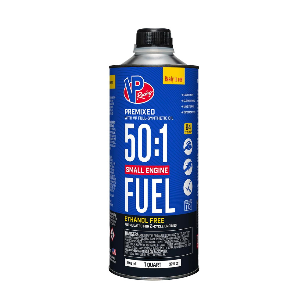 VP Racing Fuels eight-quart pack arranged for bulk storage convenience