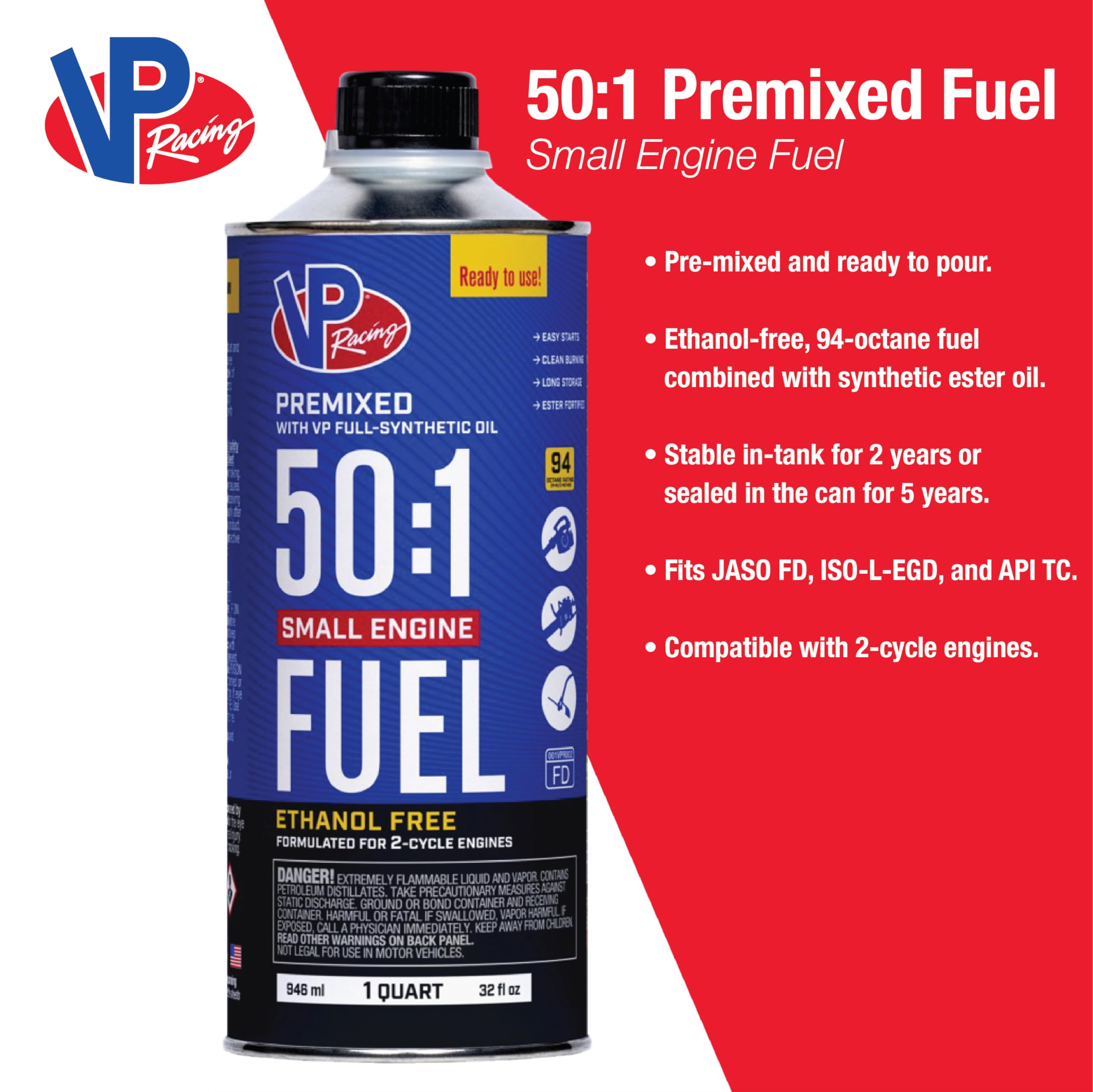 VP Racing Fuels pouring into trimmer tank for fast onsite refills