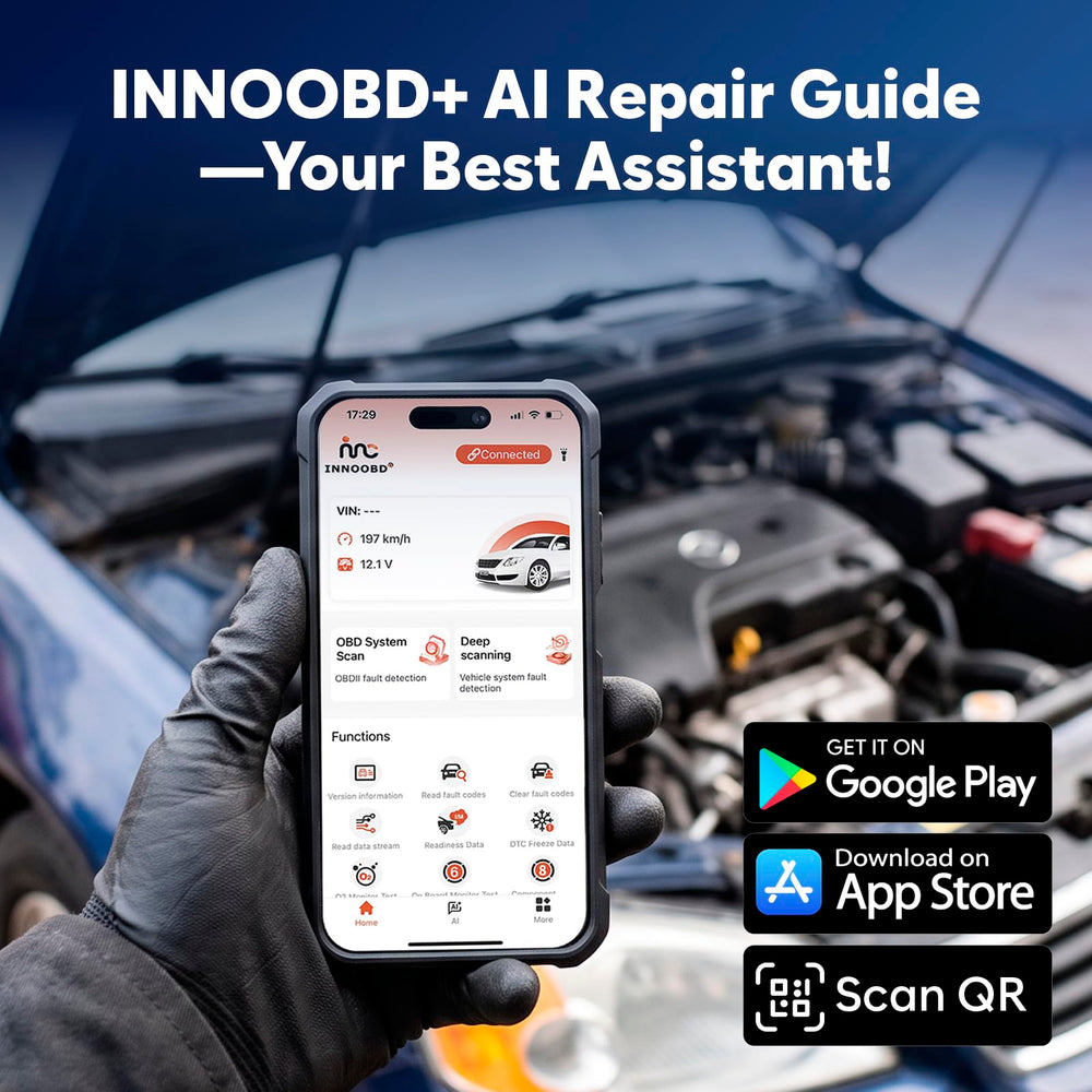 VQQEFF in a garage setting being used to inspect a used vehicle before purchase