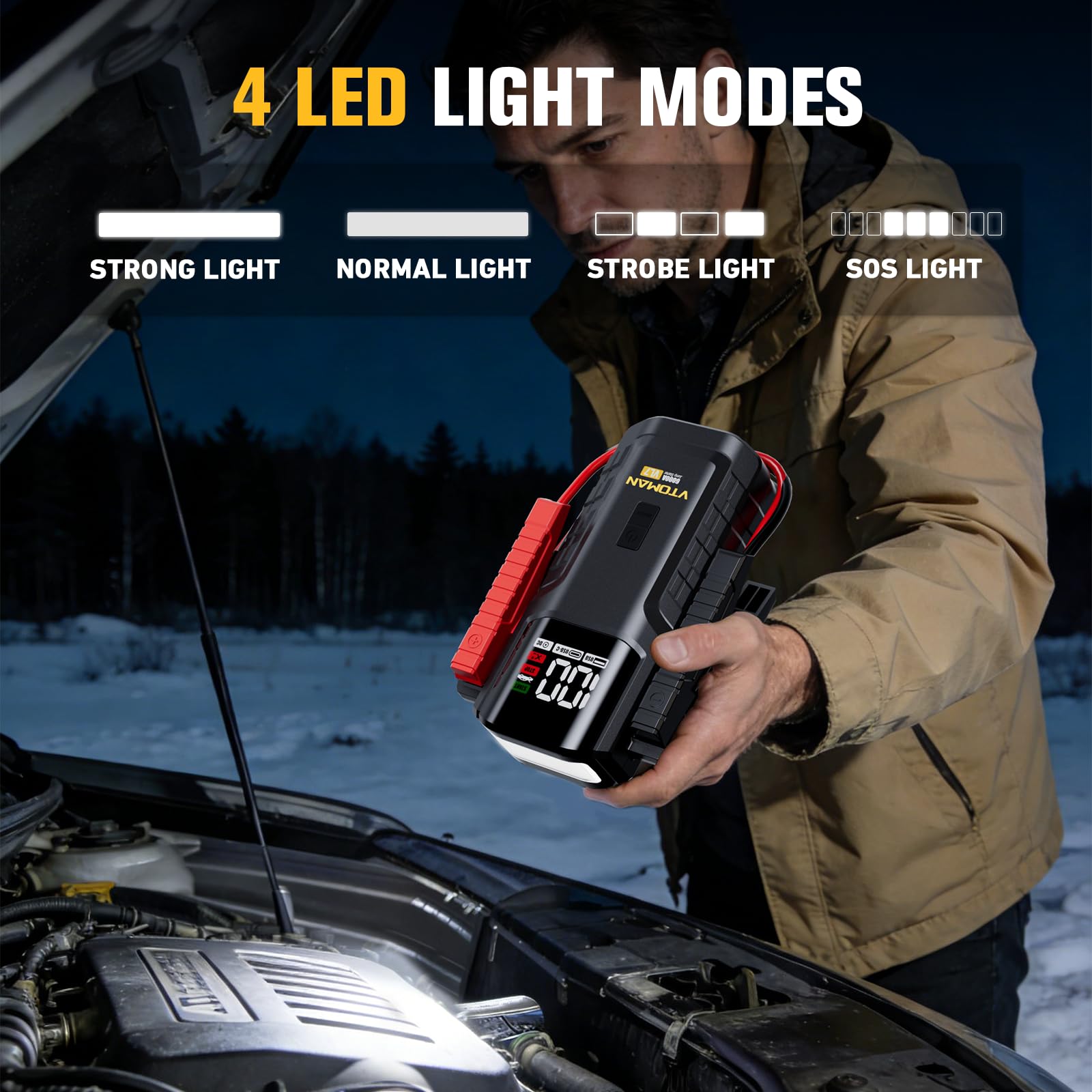 VTOMAN VL7 held in hand to show scale and lightweight portability for travel