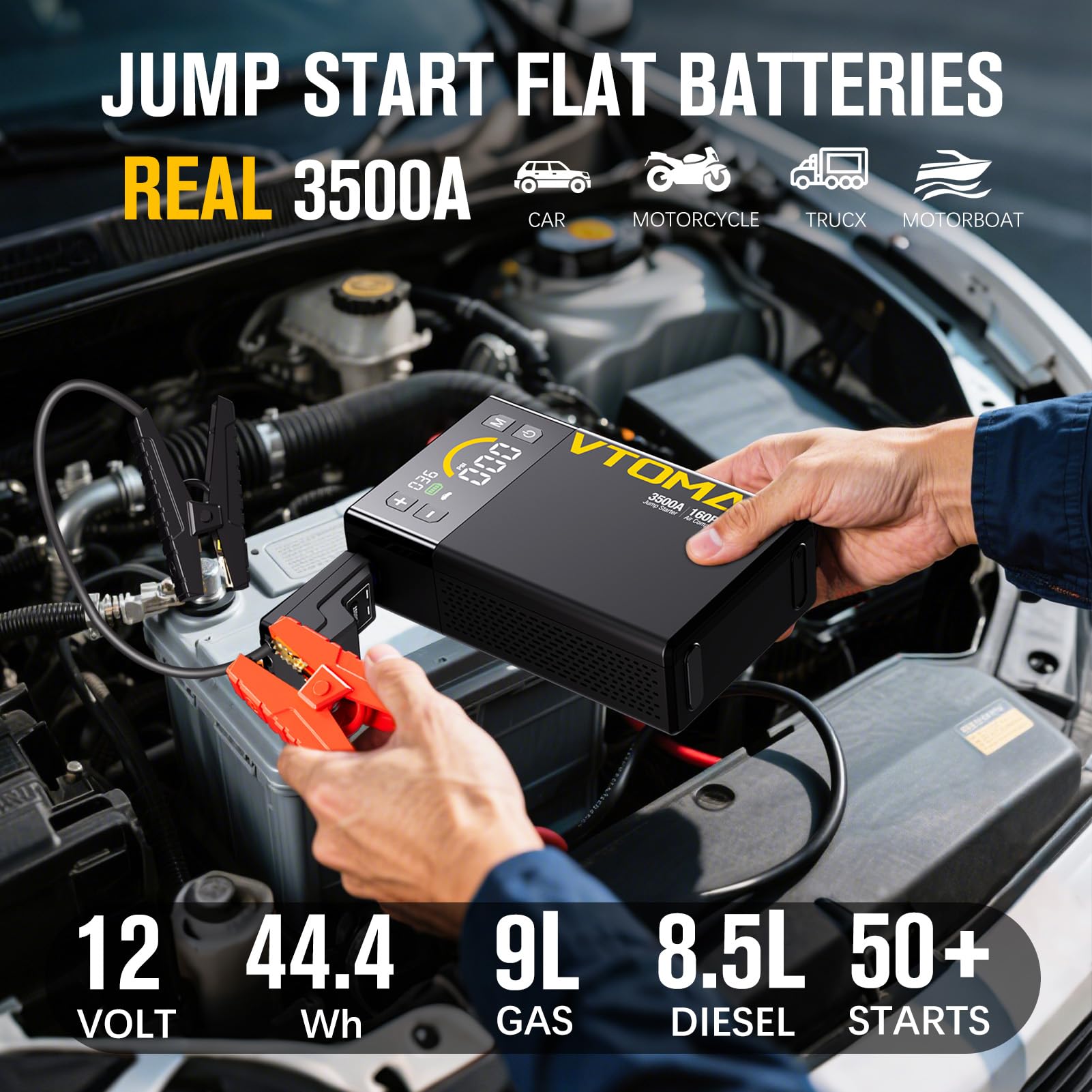 VTOMAN color display closeup showing clear status indicators for safer, faster decisions