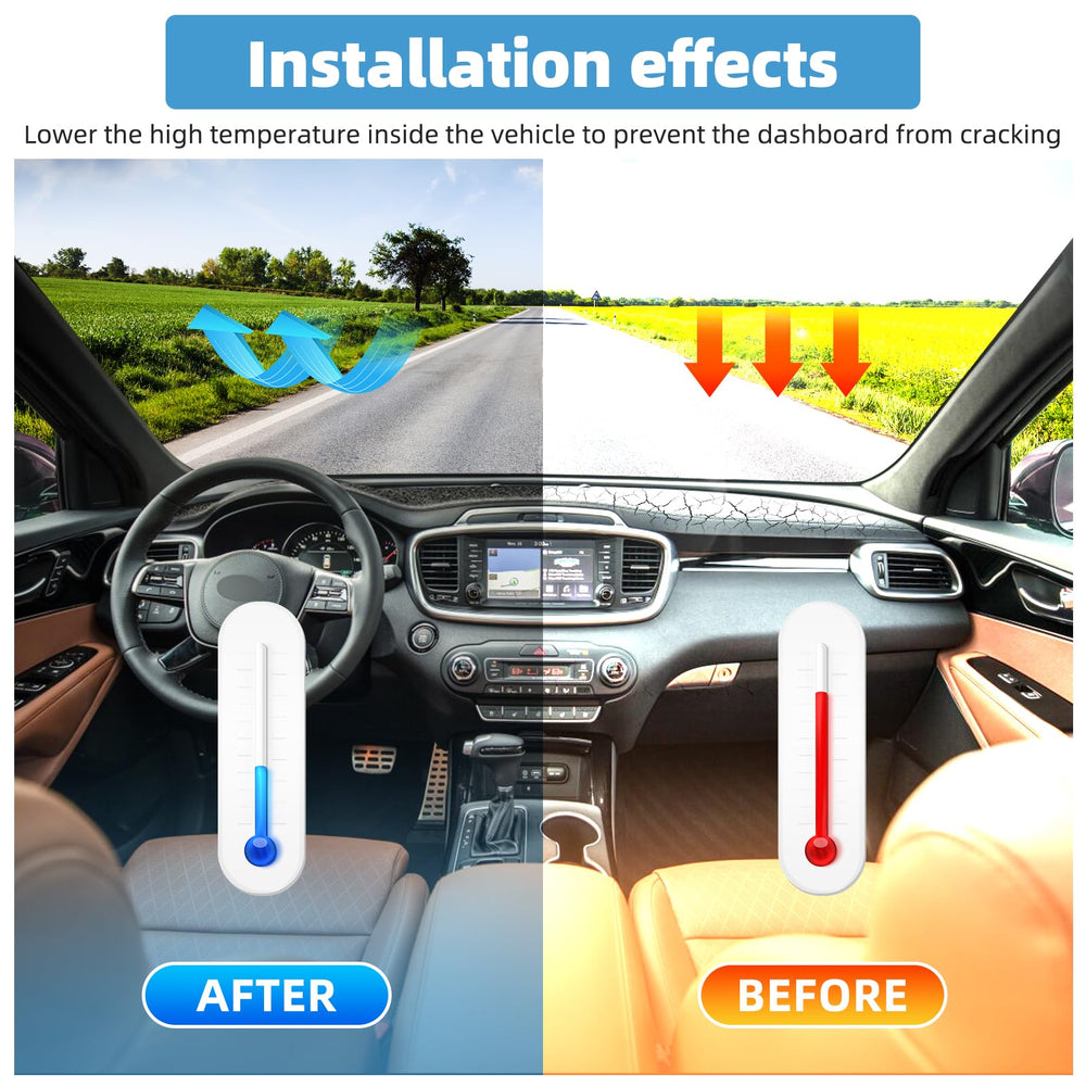VTVWNM installed dash cover in vehicle reducing windshield reflections