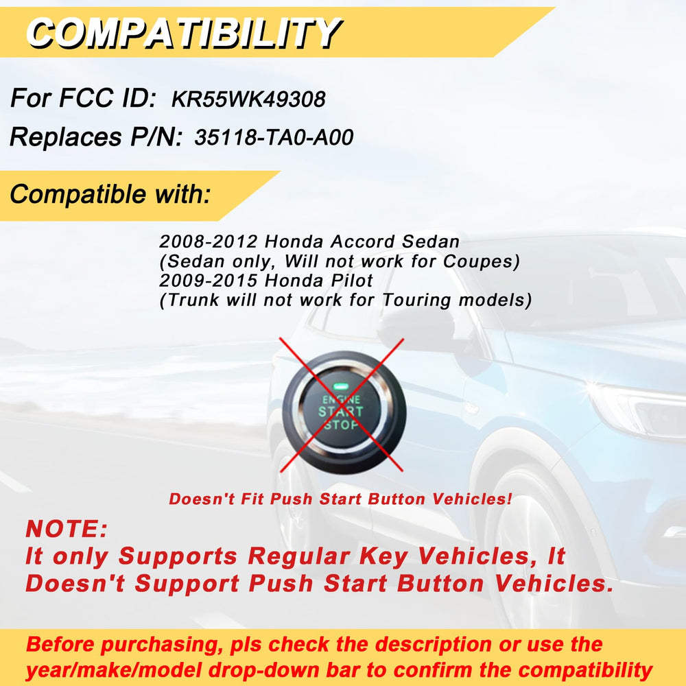vurkcy back label displaying part numbers KR55WK49308 and 35118-TA0-A00 for accurate fit