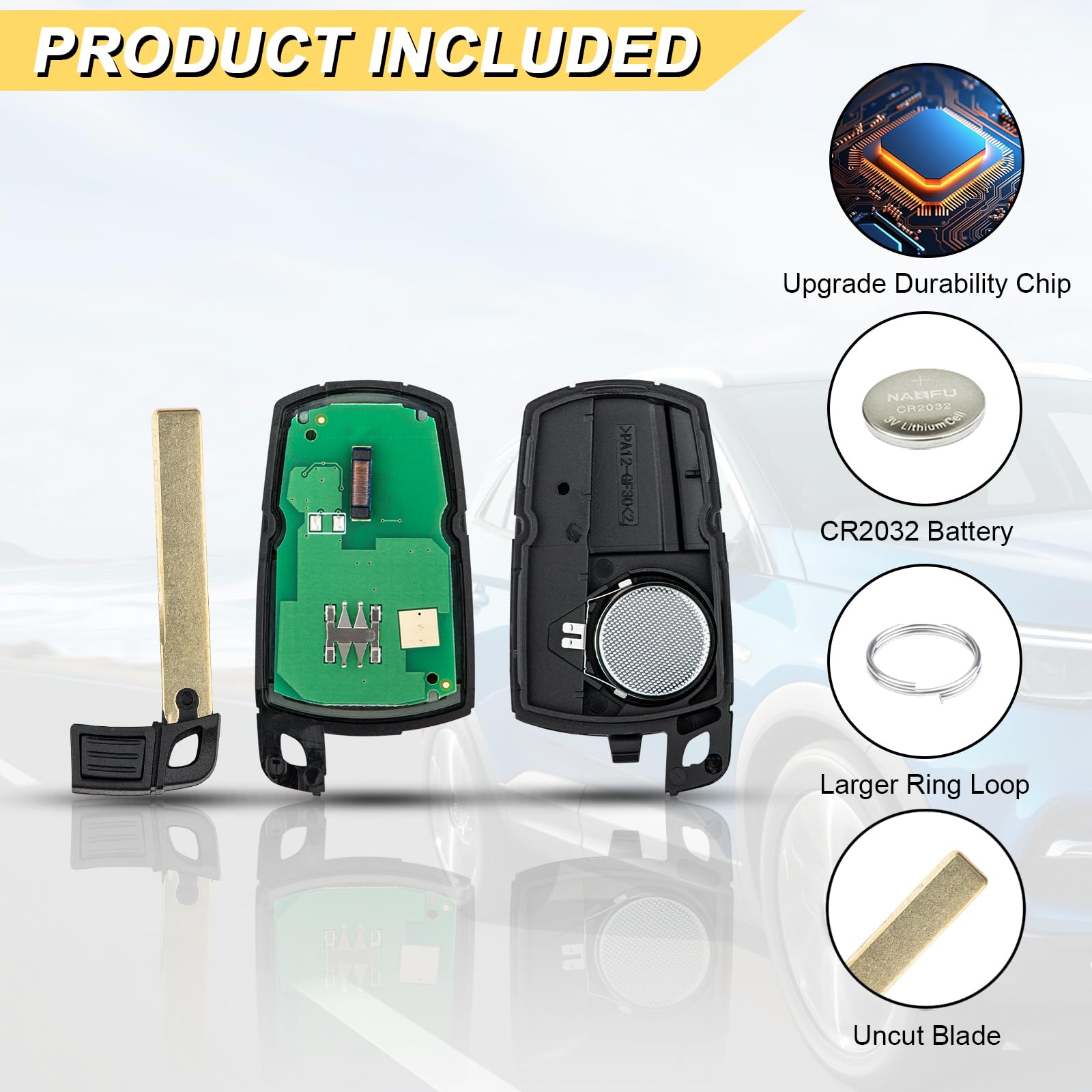 Vurkcy fob with battery installed so technicians can test remote functions immediately