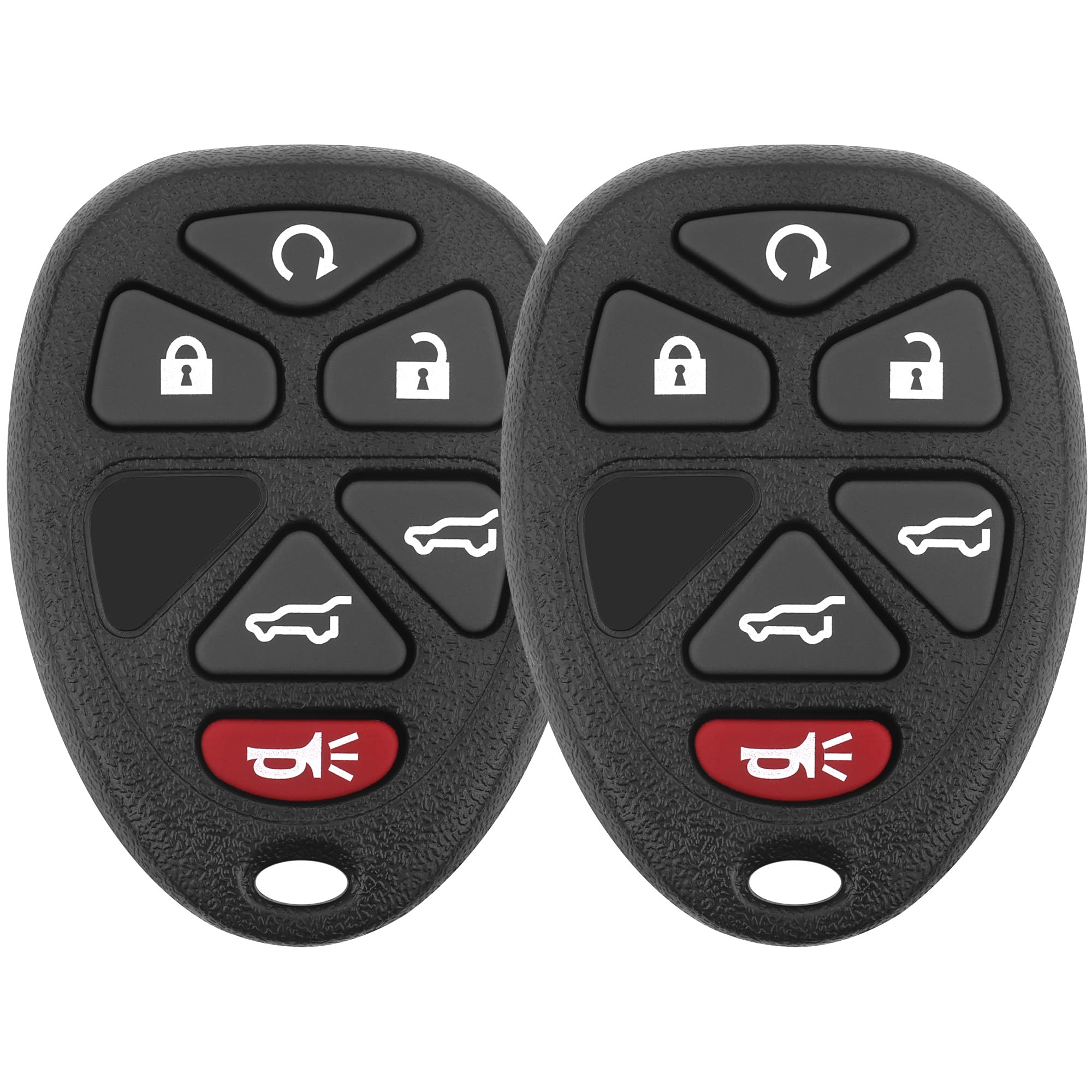 Vurkcy front view of two key fobs showing buttons and fit