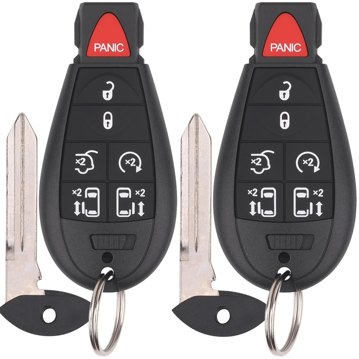 Vurkcy front view of 7-button fob showing full face and clear functions for quick replacement