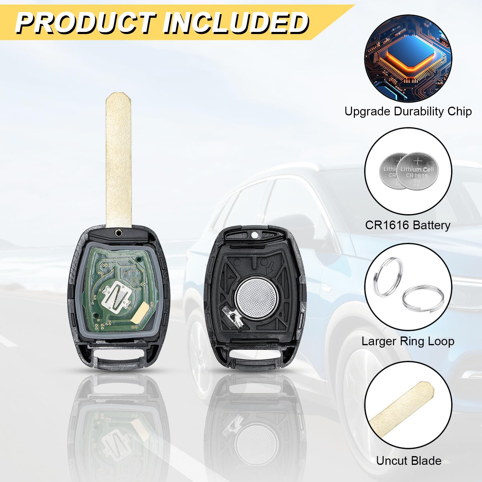 vurkcy key fob beside an OEM Honda key illustrating true-to-original scale