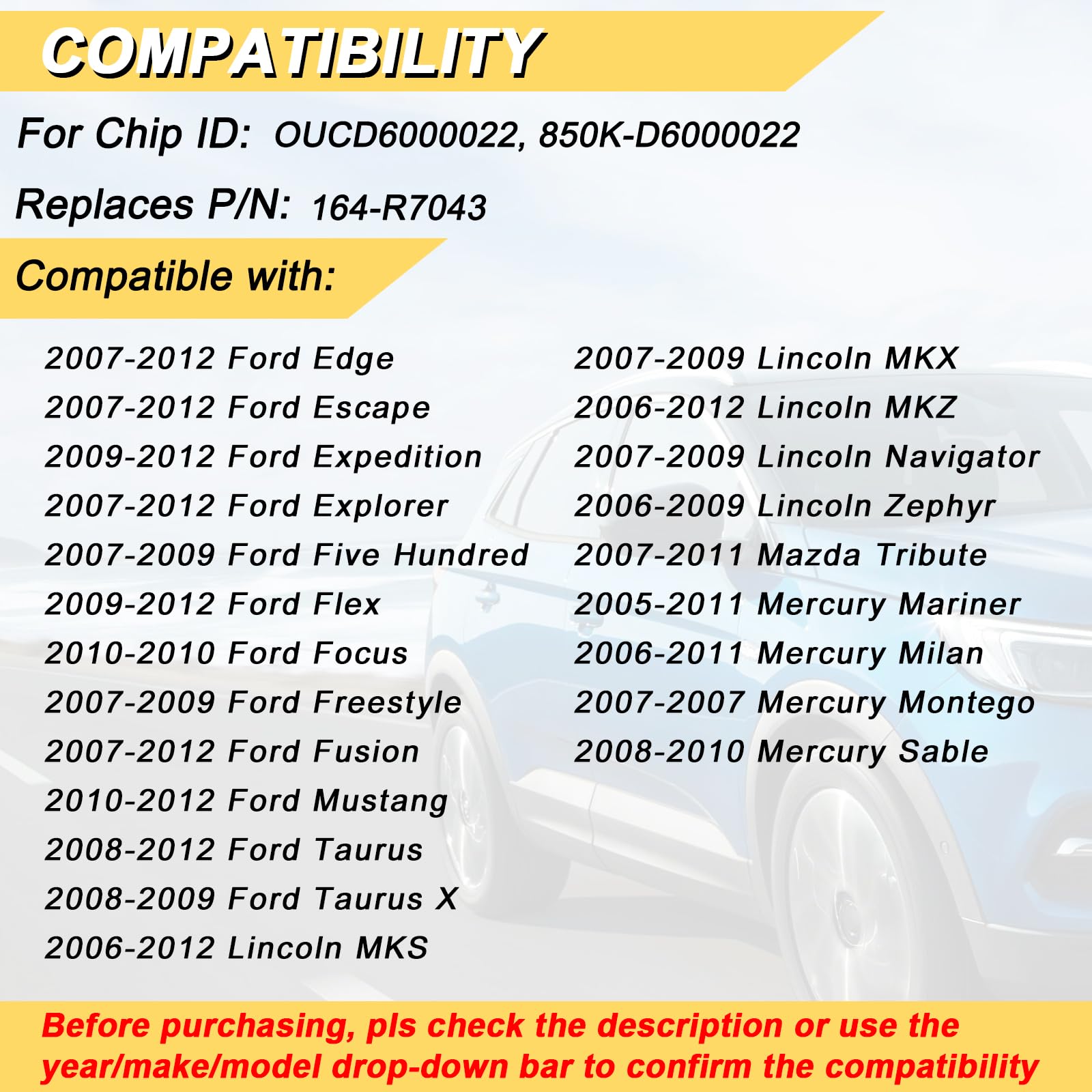 Vurkcy back label highlighting FCC ID and compatibility details benefit