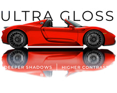VViViD Racing Red close-up texture highlighting ultra gloss surface and smooth reflection benefit