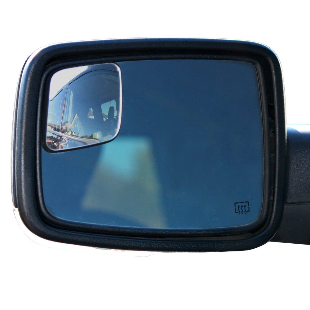 WadeStar RM10 front view installed on Ram non‑towing mirror showing seamless fit and improved visibility