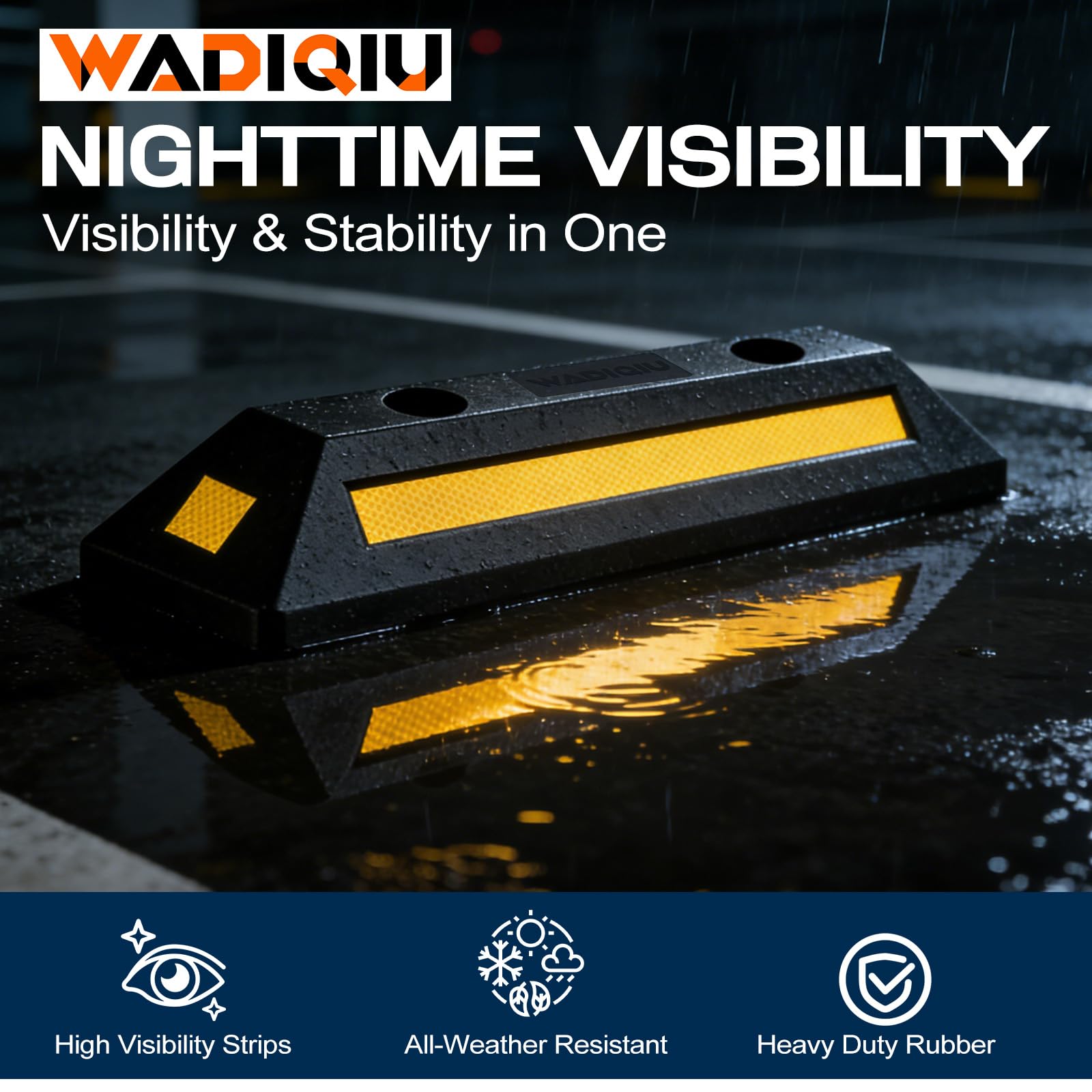 WADIQIU stopper anchored to asphalt with bolts for permanent secure mounting