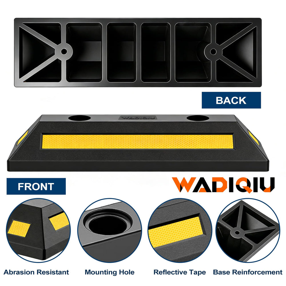 WADIQIU side profile showing dimensions and stable tire stopping benefit