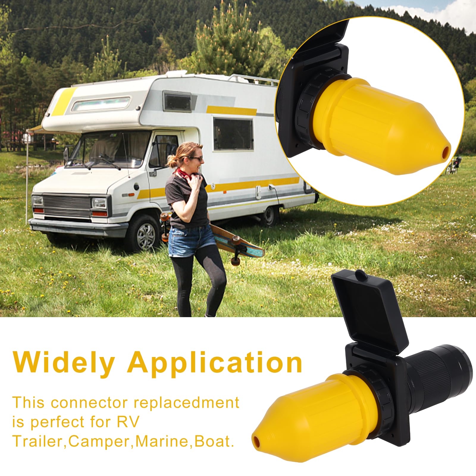 Wadoy connector in use with shore power delivering reliable power transfer