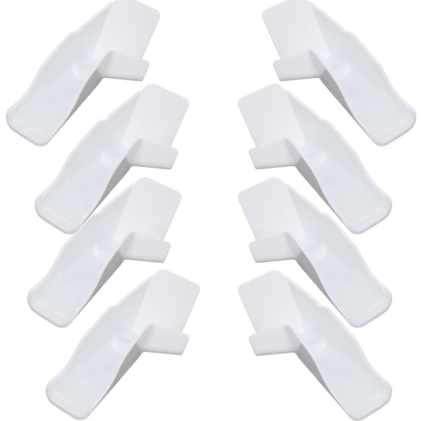 Wadoy front view of four white gutter spouts highlighting easy replacement and visual clarity