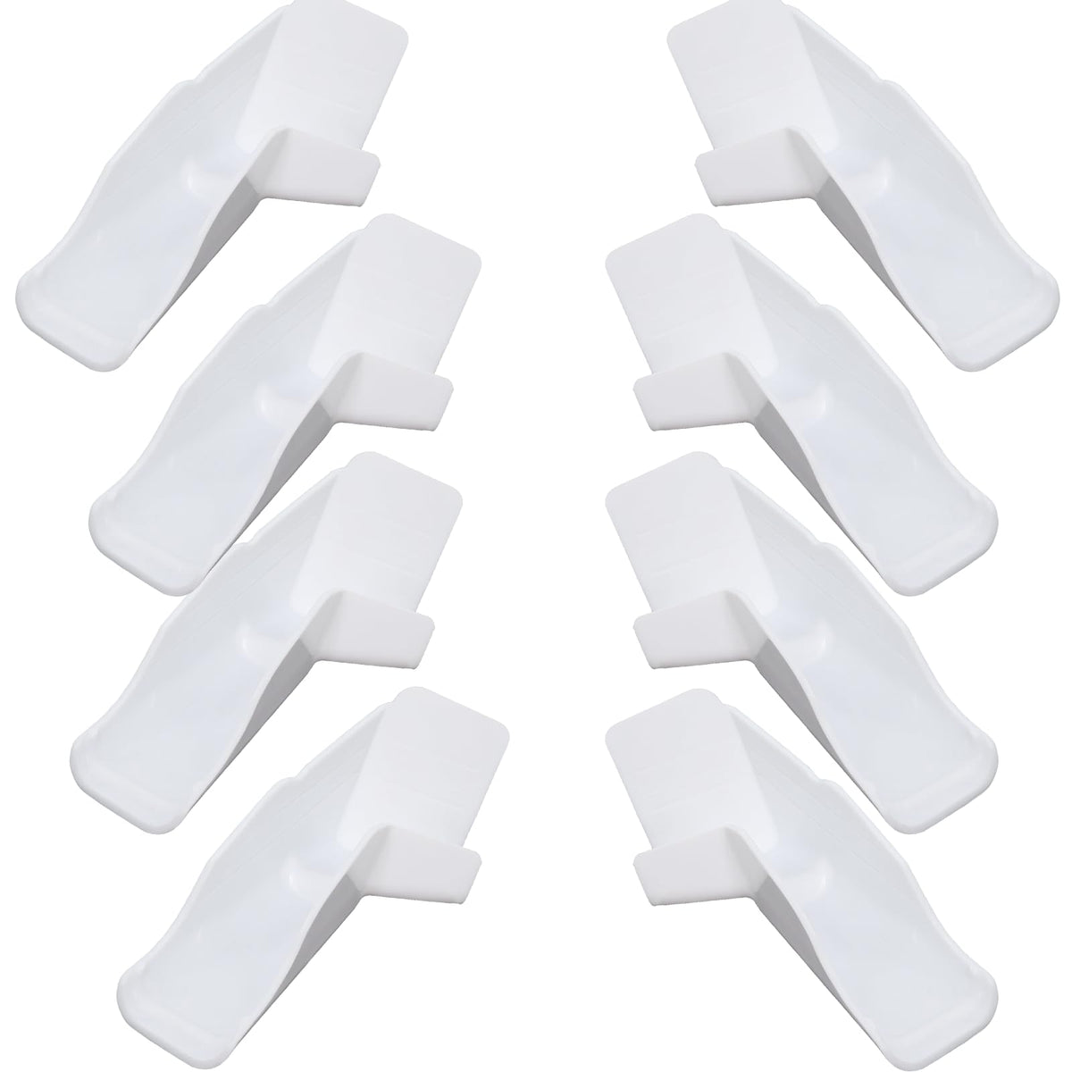 Wadoy front view of four white gutter spouts highlighting easy replacement and visual clarity
