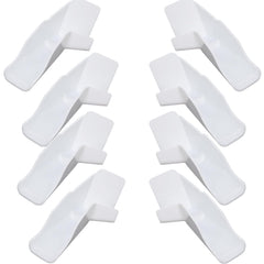 Wadoy front view of four white gutter spouts highlighting easy replacement and visual clarity