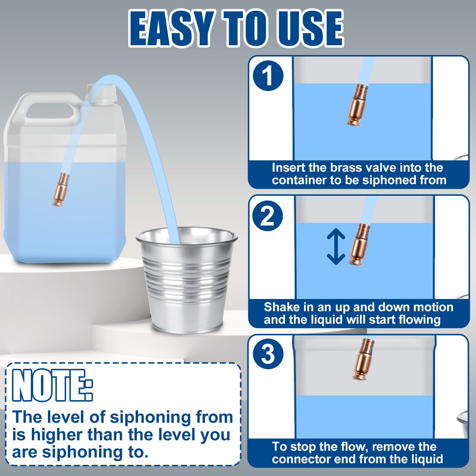 Wadoy siphon in use transferring fuel from a gas can for safe handling
