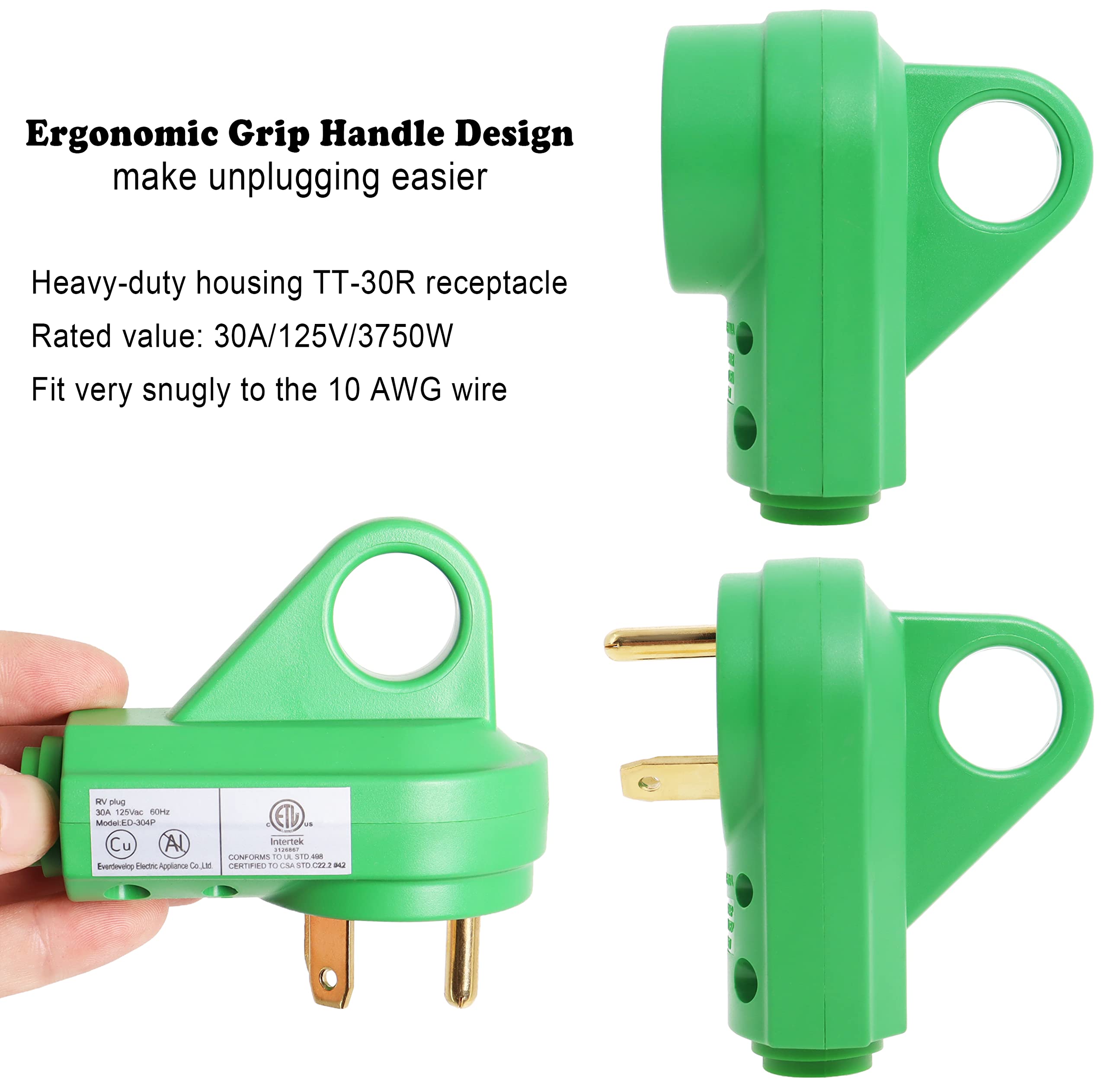 Wadoy pull-handle detail offering easier plug and unplug leverage