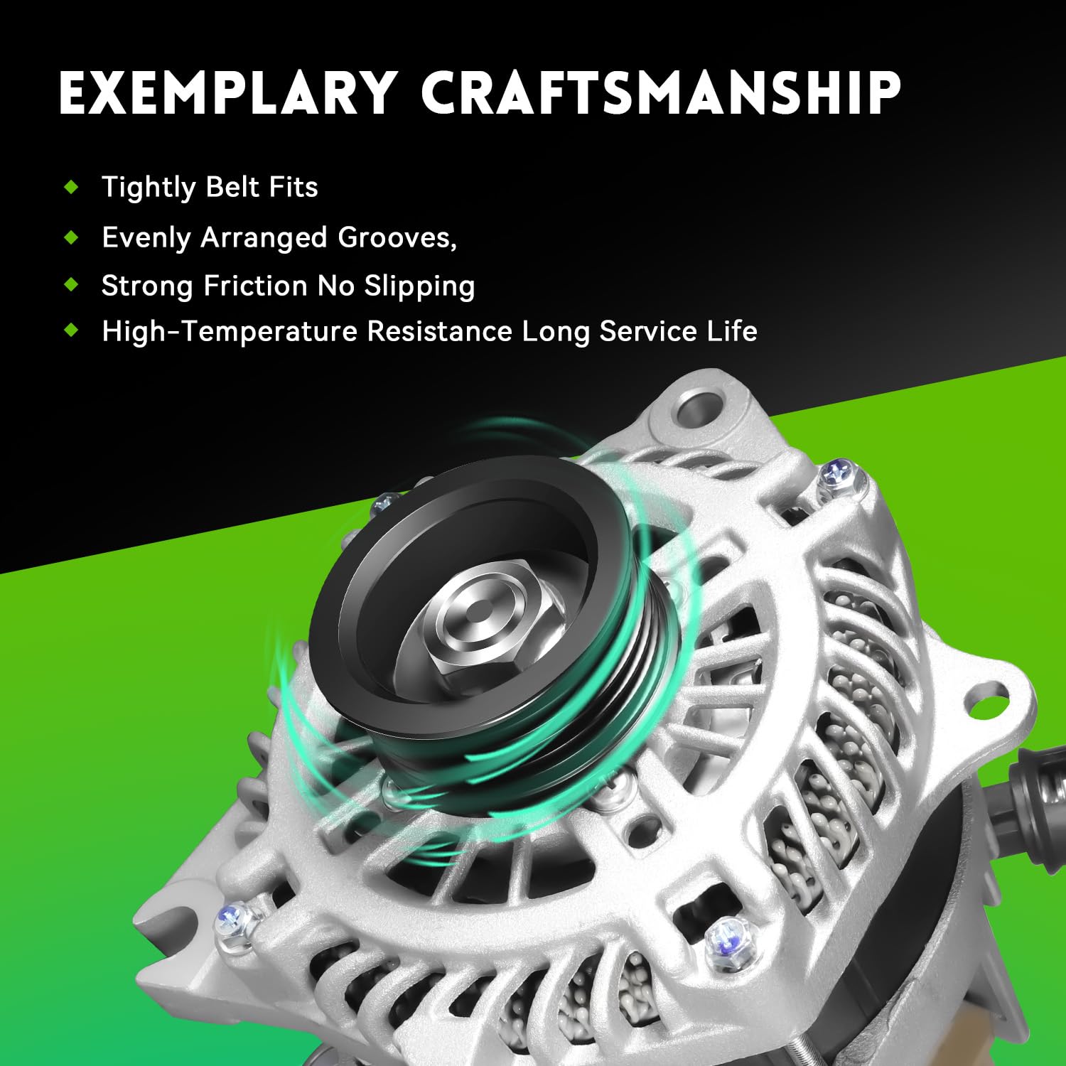 WAGSON alternator pulley and bearing closeup demonstrating smooth rotation benefit