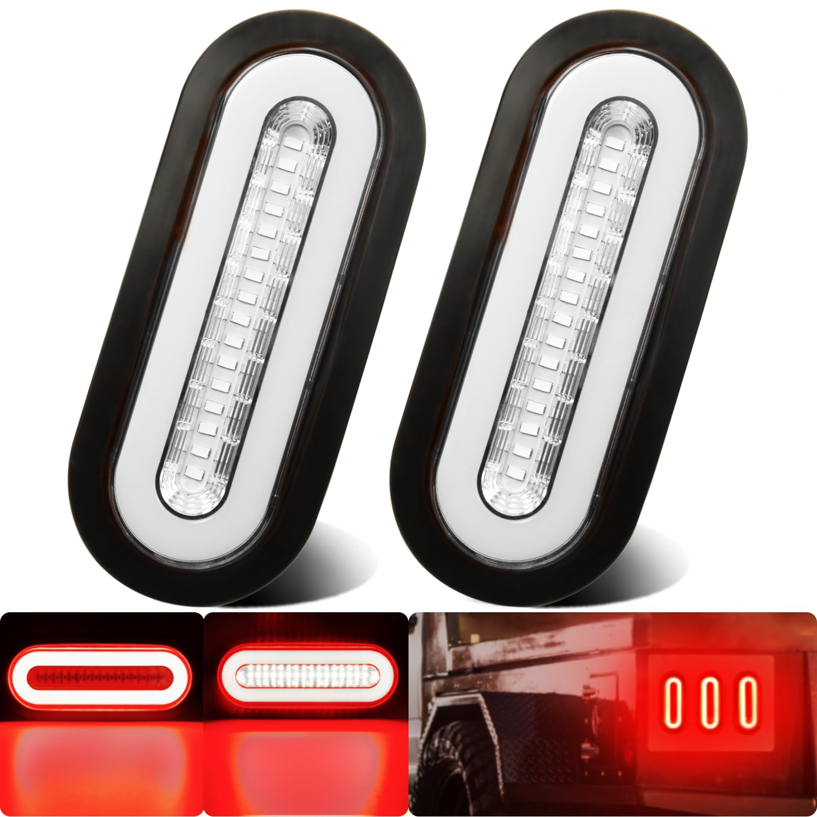 WahMOTOTin front view clear lens oval tail light showing bright red output and improved visibility