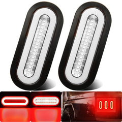 WahMOTOTin front view clear lens oval tail light showing bright red output and improved visibility