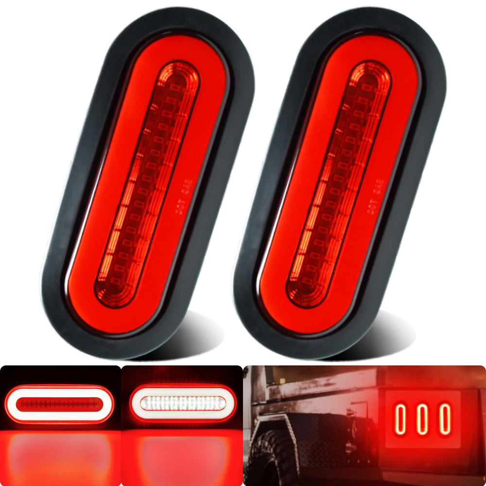 WahMOTOTin front view oval LED tail light showing bright red halo benefit