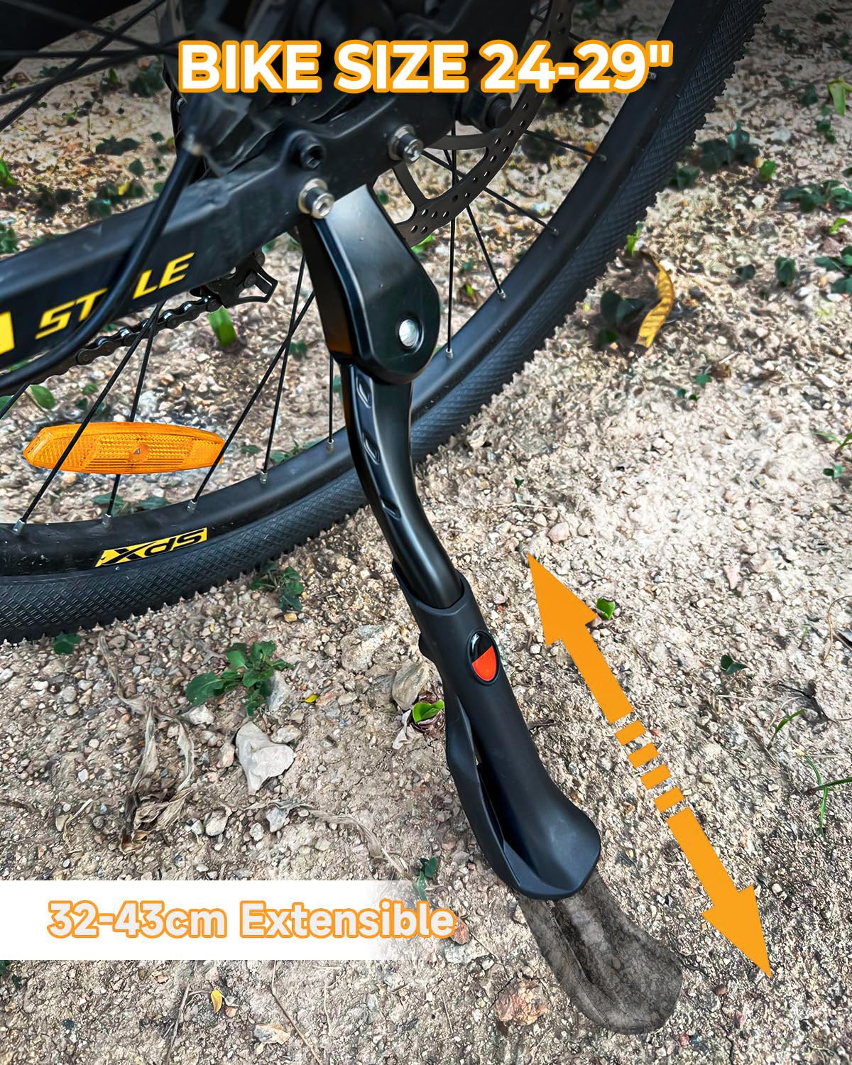 Wakano kickstand mounted on an e-bike side view for secure support